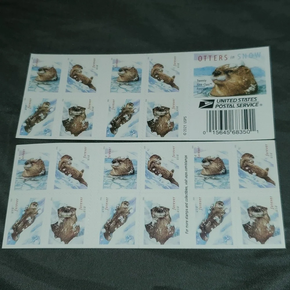 100 Otters in the Snow‎ Forever Postage Stamps US Postal USPS Christmas Animals